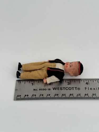 Vintage Celluloid Hard Plastic Cloth Felt Clothing Small Mini Girl & Boy Dolls - Picture 8 of 9