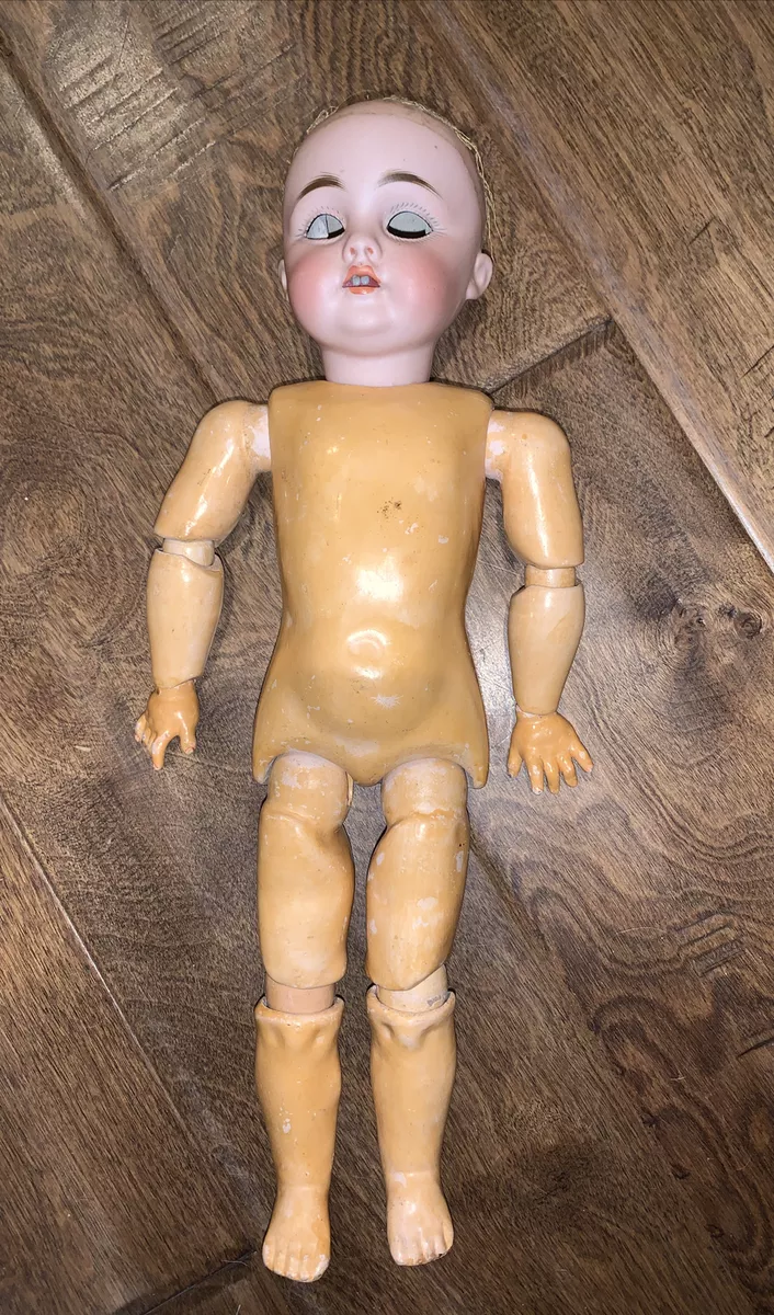 Vintage Jointed Bisque Doll with Molded Hair, Made in Germany, Numbere –