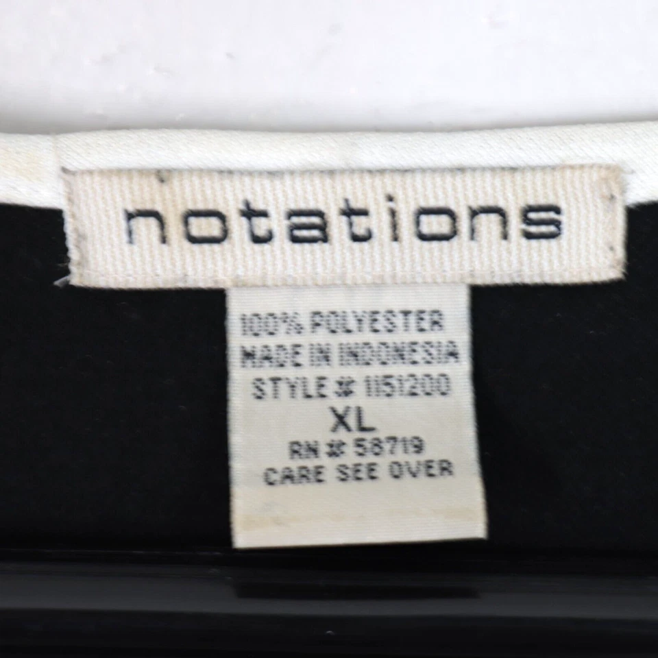 Vestido De Colección Notaciones Cambio XL Negro Blanco Borde Elastizado Cuello Redondo Manga Corta Foto 4 de 4