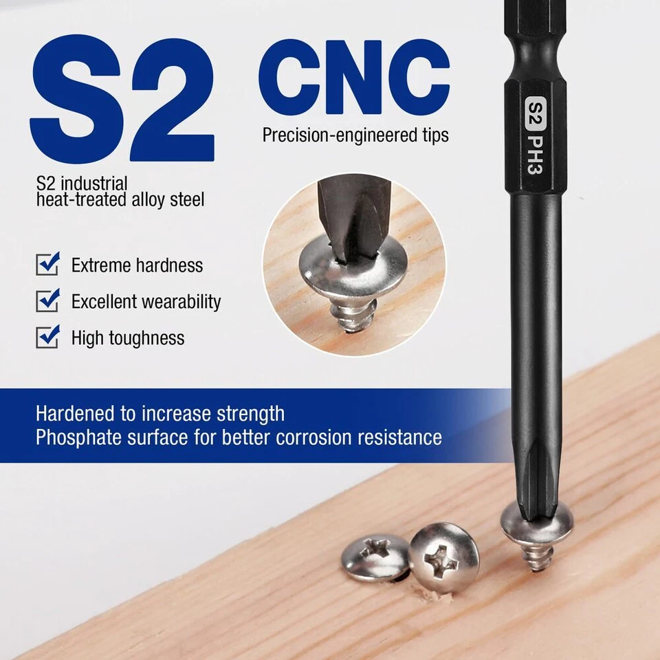 WORKPRO 10PC Magnetic Slotted Phillips Screwdriver Bit 1/4" Hex Shank Driver Bit - Image 4 of 4