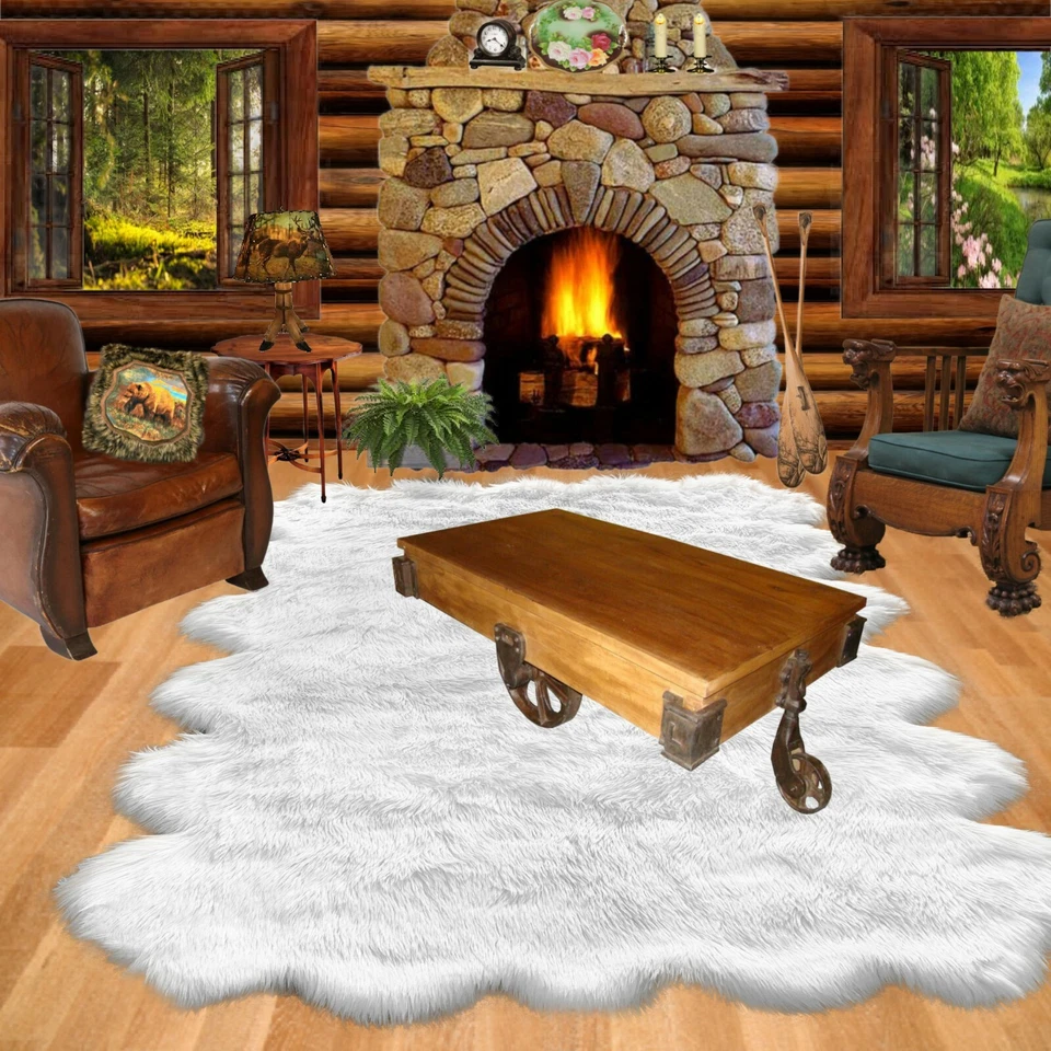 Alfombra Shag imitación piel de oveja multi piel, piel de oso, diseño de piel grande Foto 4 de 4