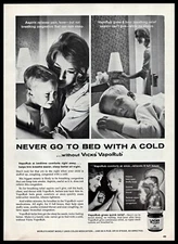 1963 Vicks VapoRub Cold Medication Mother and Son Vintage PRINT AD 1960s B&W