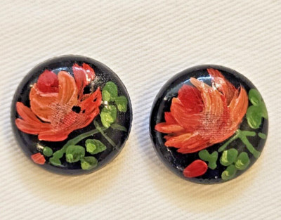 Two Vintage Hand Painted Buttons