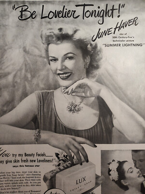 1947 McCall's Ad Advertisement Be Lovlier Tonight LUX soap JUNE HAVER