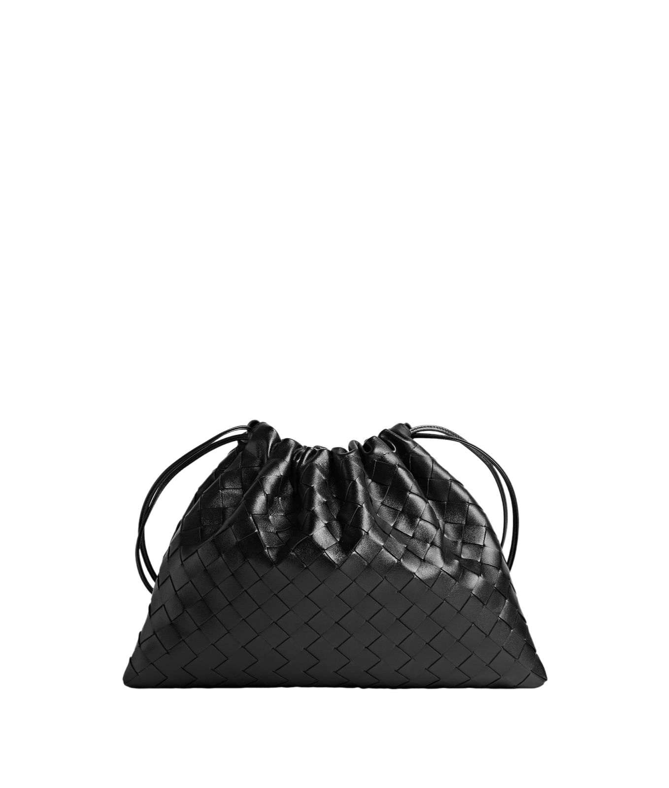 BOTTEGA VENETA Dustbag Medium $2600 Black Intrecciato Leather Handbag New
