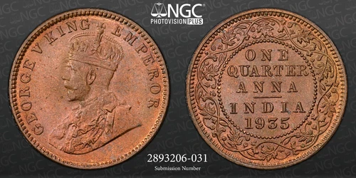 British India 1935(C) INDIA 1/4A NGC MS 65 BN