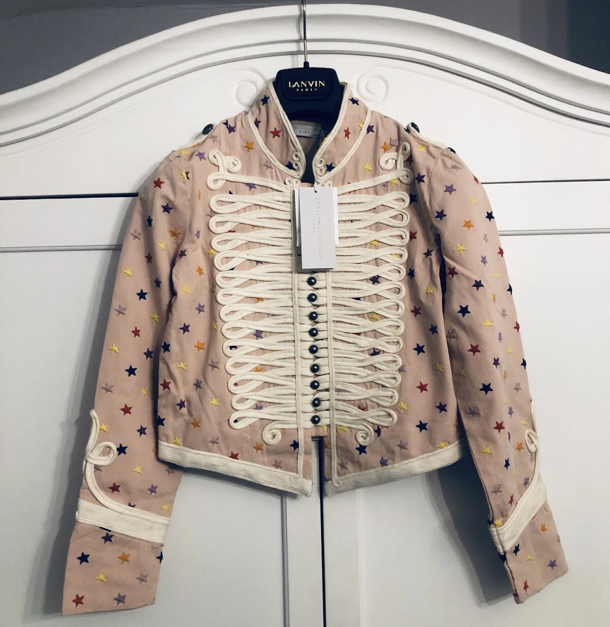 Stella McCartney — Stella McCartney Kids Pink Star Embroidered Captain Military Style Blazer Jacket