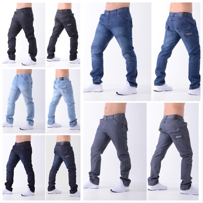 Mens Crosshatch Jeans Denim CARGO COMBAT/WOODEL Sizes