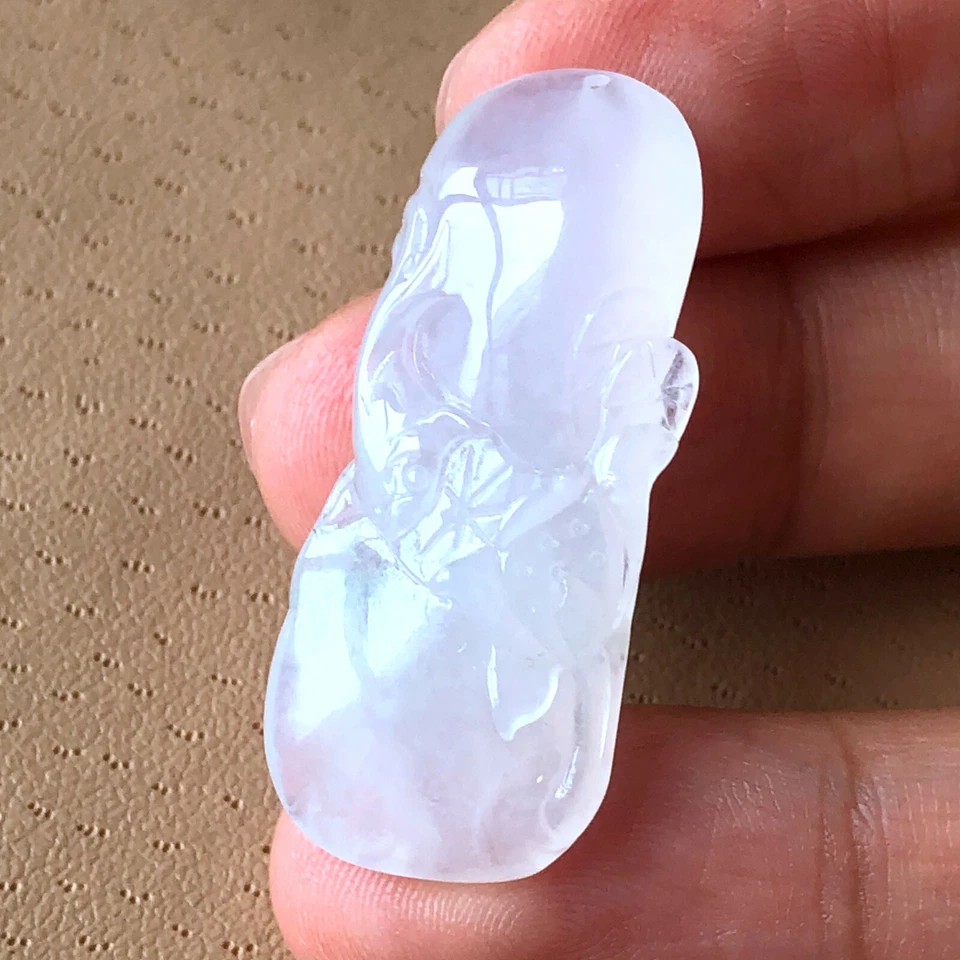 Colgante Certifide Grado A Naturaleza Jadeíta Helado Pez Loto Translúcido Sin Teñir Foto 3 de 4