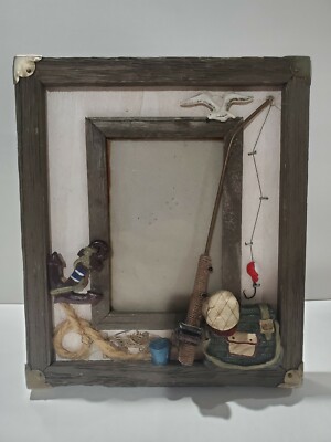 3D Wood Fisherman Themed Picture Frame Great Gift