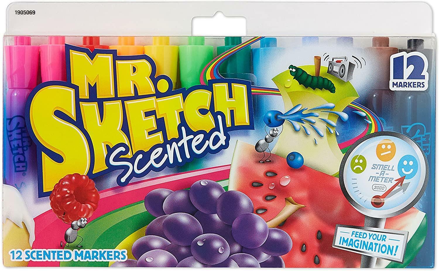 Mr. Sketch Scented Markers, Chisel Tip, Assorted Colors, 12-