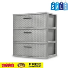 3 Drawer Lightweight Storage Bin Wide Weave Adult Single Unit Versatile Home New