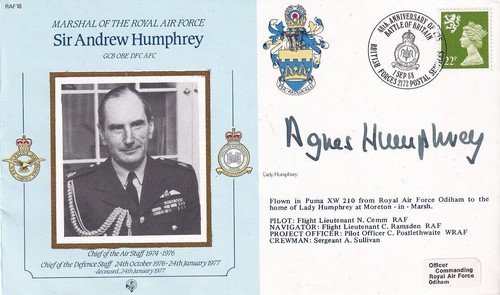 MRAF Sir A Humphrey RAF cover Signed Lady Humphrey CMD18 | eBay