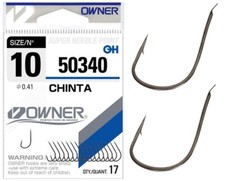 Owner Chinta 50340 Spade End Coarse Fishing Hooks 17 Per Pack  sz 10 - 16