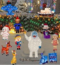 Complete Rudolph Red Nose Reindeer Tinsel Pre Lit Christmas Yard Choose 1 or All