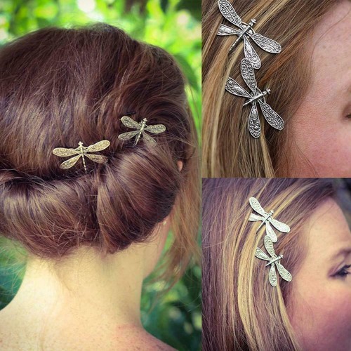 Dragonfly Shape Women Metal Hair Clips Barrette Slide Grips Hairpin~ - Picture 3 of 9