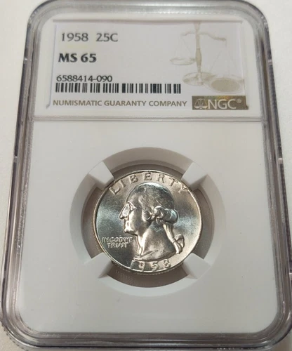 1958 WASHINGTON 25c QUARTER NGC MS65 #6588414-090