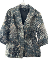 Lafayette 148 Women's Multicolor Green  Gold Cotton 3/4 Sleeve Blazer Sz 14 NWT
