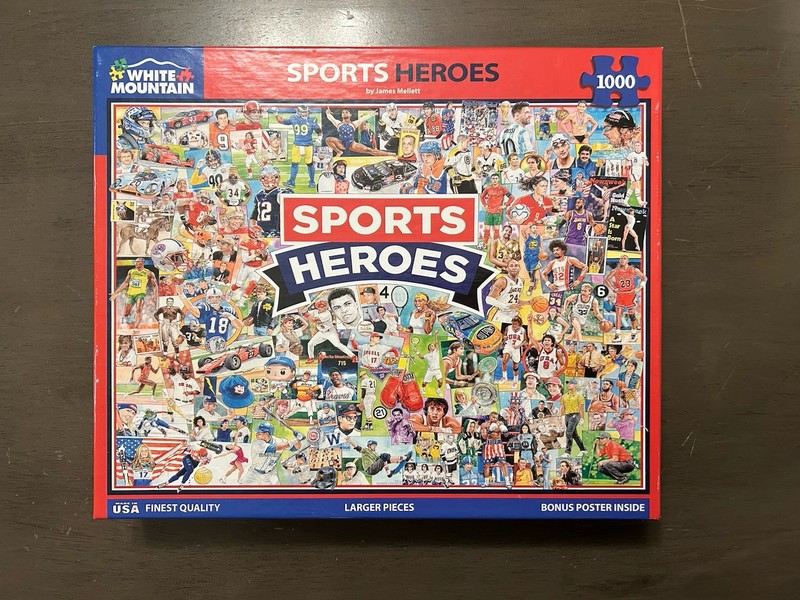 White Mountain Sports Heroes 1000 Larger Piece Jigsaw Puzzle & Poster - New 