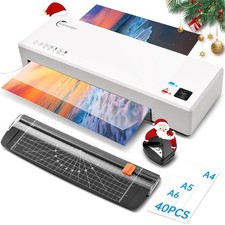 Laminator Machine with 40 Laminating Sheets, A4 Laminator Thermal and Cold Home