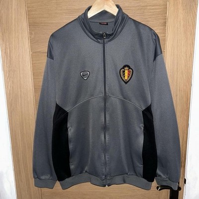 Nike Team Belgien Fußball Trainingsanzug Oberteil Reißverschluss Trainingsjacke Grau 2000-02 Large