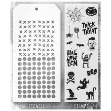 Stampers Anonymous Mixed Media Stamps  Stencil - Set 47, THMM147 by Tim Holtz