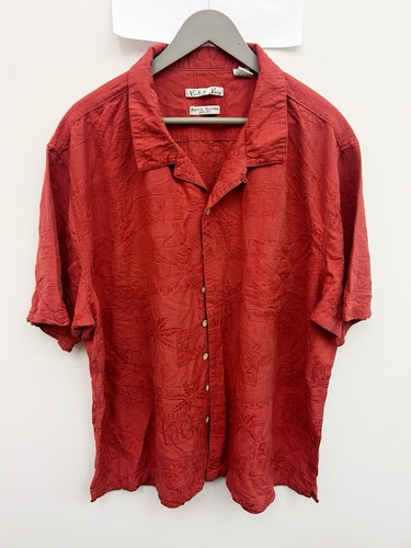 Batik Bay Hawaiian Shirt Button Up Short Sleeve 100% Silk Men's Size 3XLT Red - Picture 2 of 16