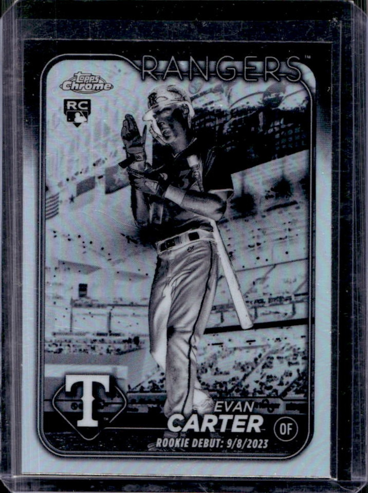 2024 Topps Chrome Update Evan Carter RC Negative Refractor #USC199 Rangers
