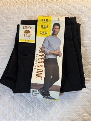 Copper & Oak Supply Co. Men s 1897586 Tech Pants 32 Black Straight Fit  New