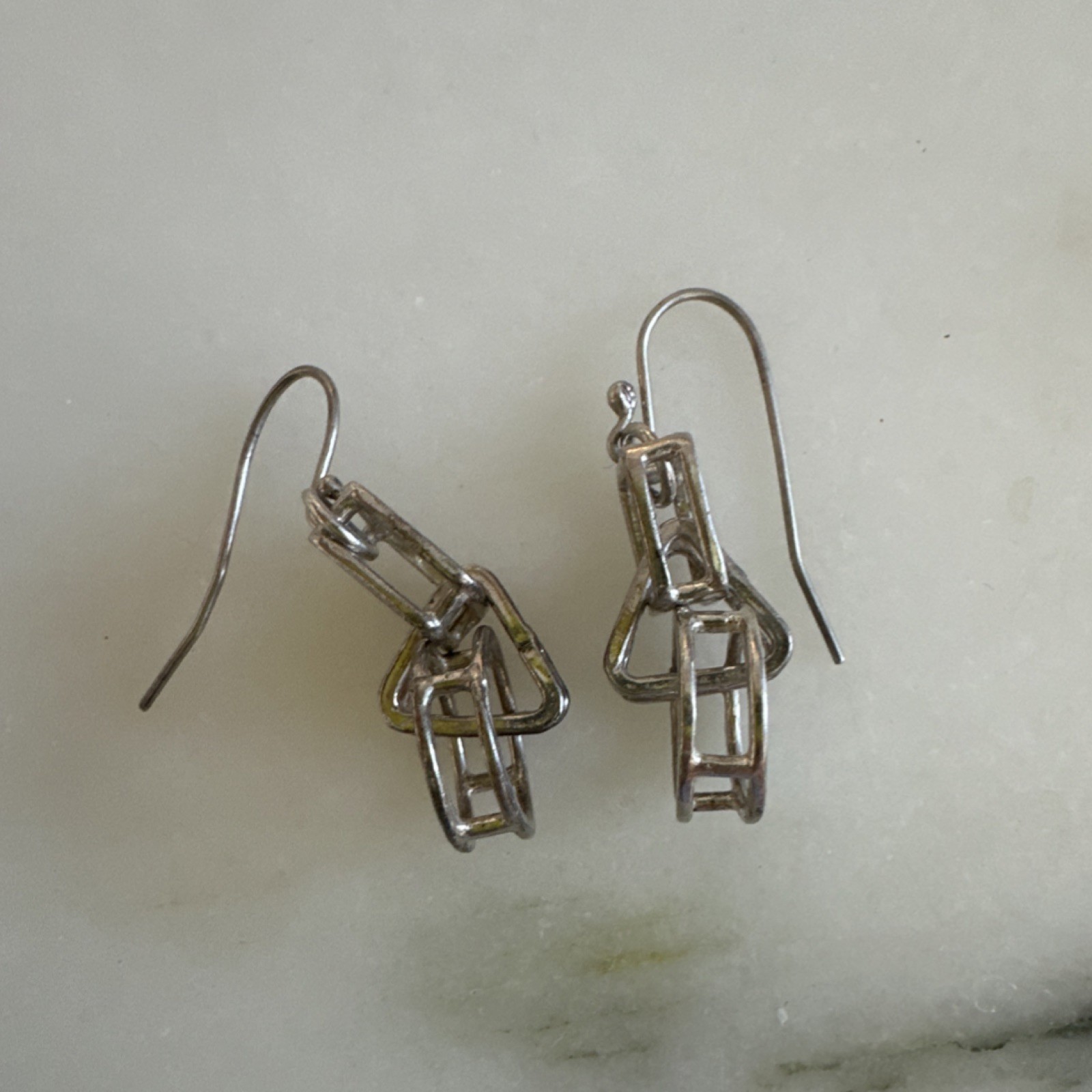 Silver Geometric Dangle Drop Earrings Fashion Sta… - image 2