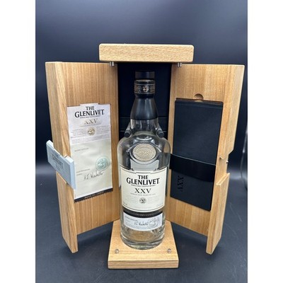 Glenlivit Single Malt Scotch Whiskey XXV 25 Years Wooden Box Empty Bottle