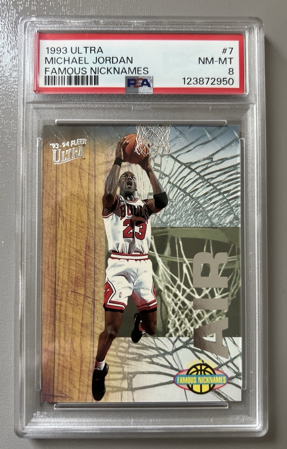 1993 Fleer Ultra Famous Nicknames Michael Jordan PSA 8