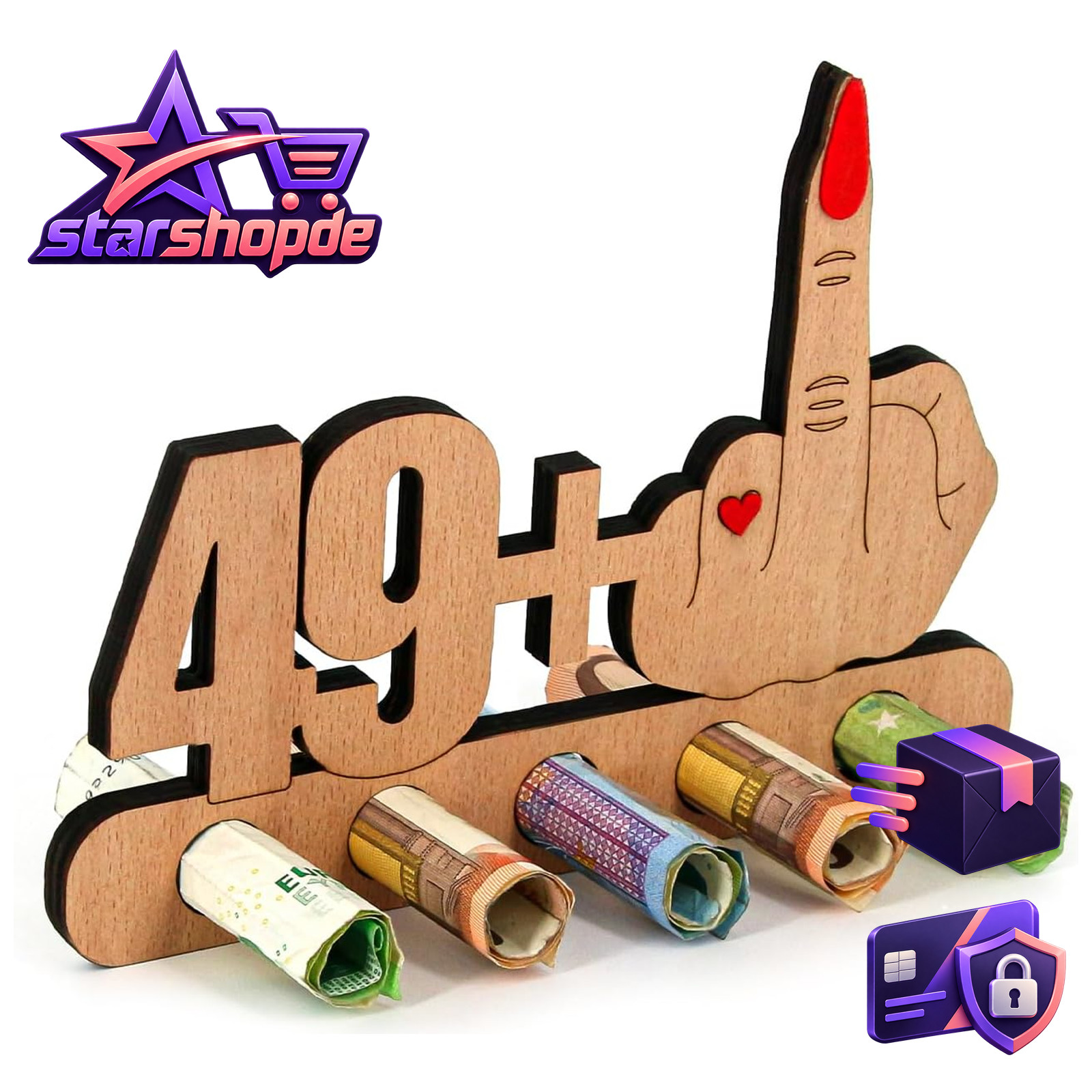 Geschenk Holz 50. Geburtstag Geldgeschenk Lustig Jubiläum Deko für Frauen Männer
