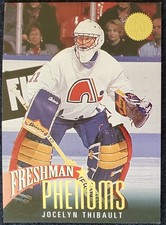 1993 Jocelyn Thibault (RC) Quebec Nordiques NHL Leaf Frosh Phenm Rookie Card #10. rookie card picture