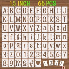 1.5 Inch Alphabet Letter Stencils 66 Pcs Reusable Plastic Letter Number Symbo...