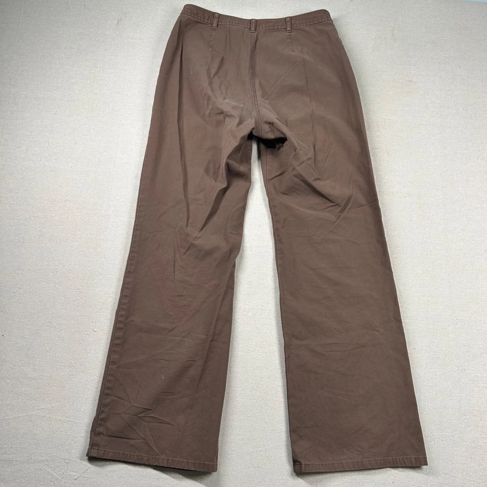 Vtg LL Bean Pants Womens 10 Tall Wide Leg Twill Khaki Chino Sailor Brown Hiking - Image 2 of 4