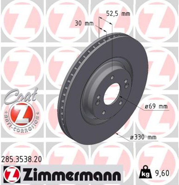 2X Zimmermann Bremsscheibe Coat Z 285.3538.20 FüR Hyundai I30 Fastback PDE Pden-image