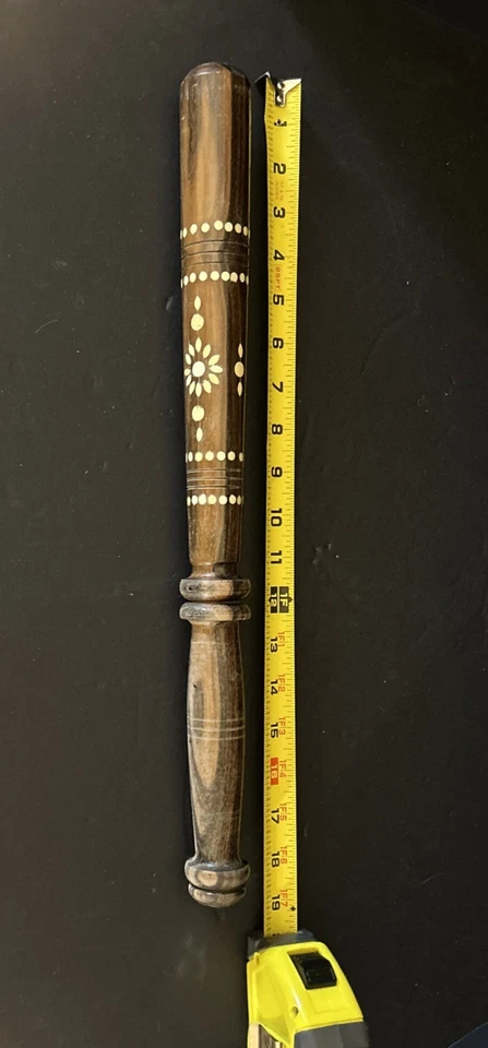 Puntero varita palo arrogante vintage con incrustaciones de madera indio del Medio Oriente 18 1/2" Foto 2 de 2