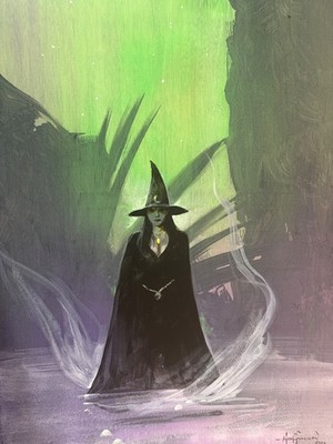 LONE WITCH SWAMP SPELL! Original Art GIANT 18x24 Painting by MIKE HOFFMAN!