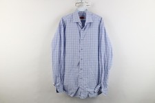 Isaia Napoli Mens 17 43 Lightweight Cotton Collared Button Dress Shirt Plaid