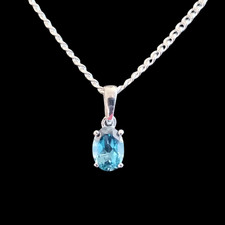 Platinum Plated Sterling Silver London Blue Topaz Pendant Necklace 18-30 inches