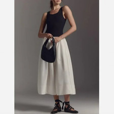 REFORMATION Verdona Dress Womens XS Black White Anthropologie NWT