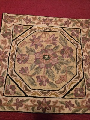 Vintage Hand-woven Throw Pillow In Wool, 16'' x 16'', India