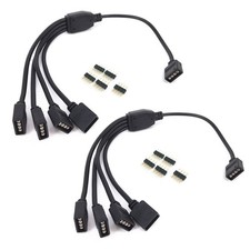 HUALAND 2 pcs Black 4 Pins LED Splitter Cable LED Strip Connector 4 Way Split...