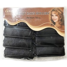 Annie Silky Satin Foam Rollers 1243, 10 Count Black Medium 7/8 Inch