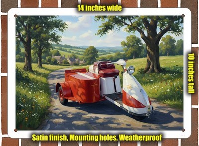 Metal Sign - 1949 Salsbury Model 85 Scooter Oil Painting - 14x10
