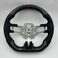 Customized Black Carbon Fiber Leather Steering Wheel For 2018-2020 Ford Mustang