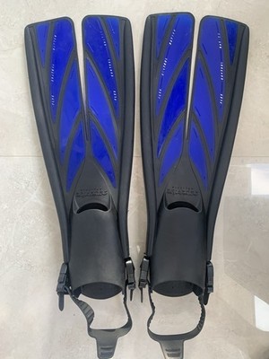 Atomic Aquatics Nature's Wing Split Fins Blue Black Scuba Snorkeling Water Sport