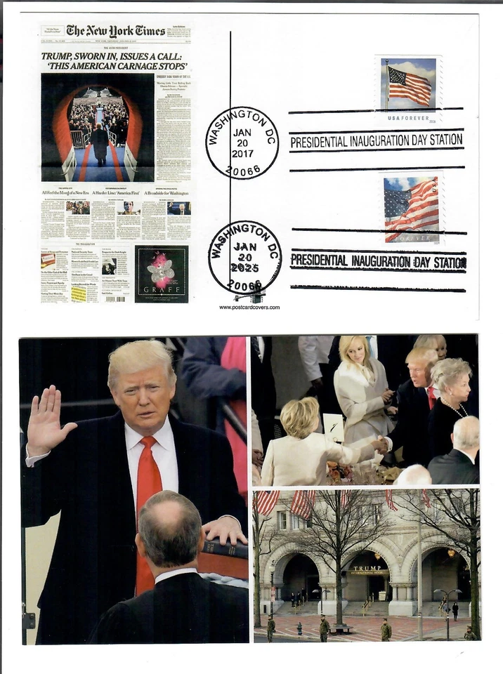DONALD J. TRUMP 2017-2025 PRESIDENTIAL INAUGURATION APPEL POSTCARD DUAL CANCELS - Image 2 of 2