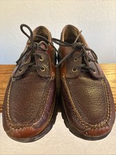 VTG LL Bean US Mens Size 12 W Allagash Bison Leather Handsewn 3-Eye Shoes Brown